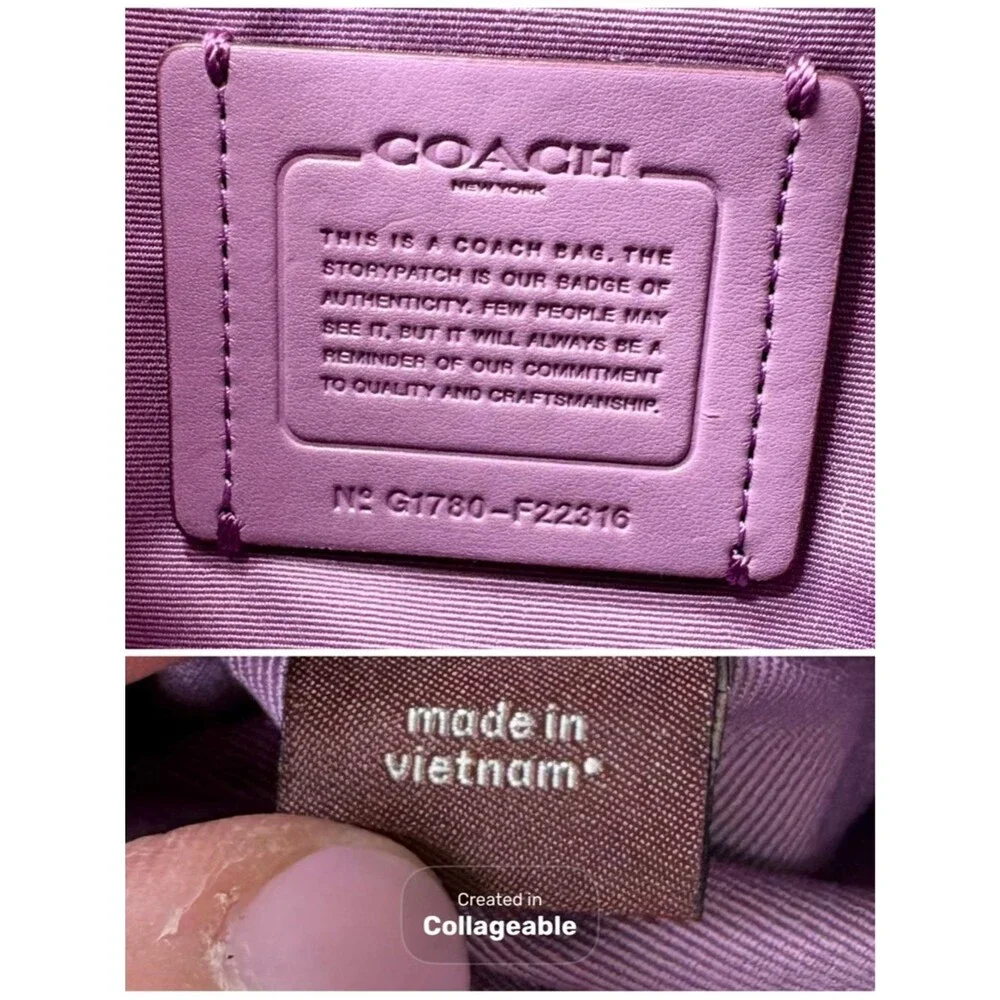 Coach Mini Kelsey Satchel F22316 Metallic Lilac Pebble Leather Crossbody Bag
